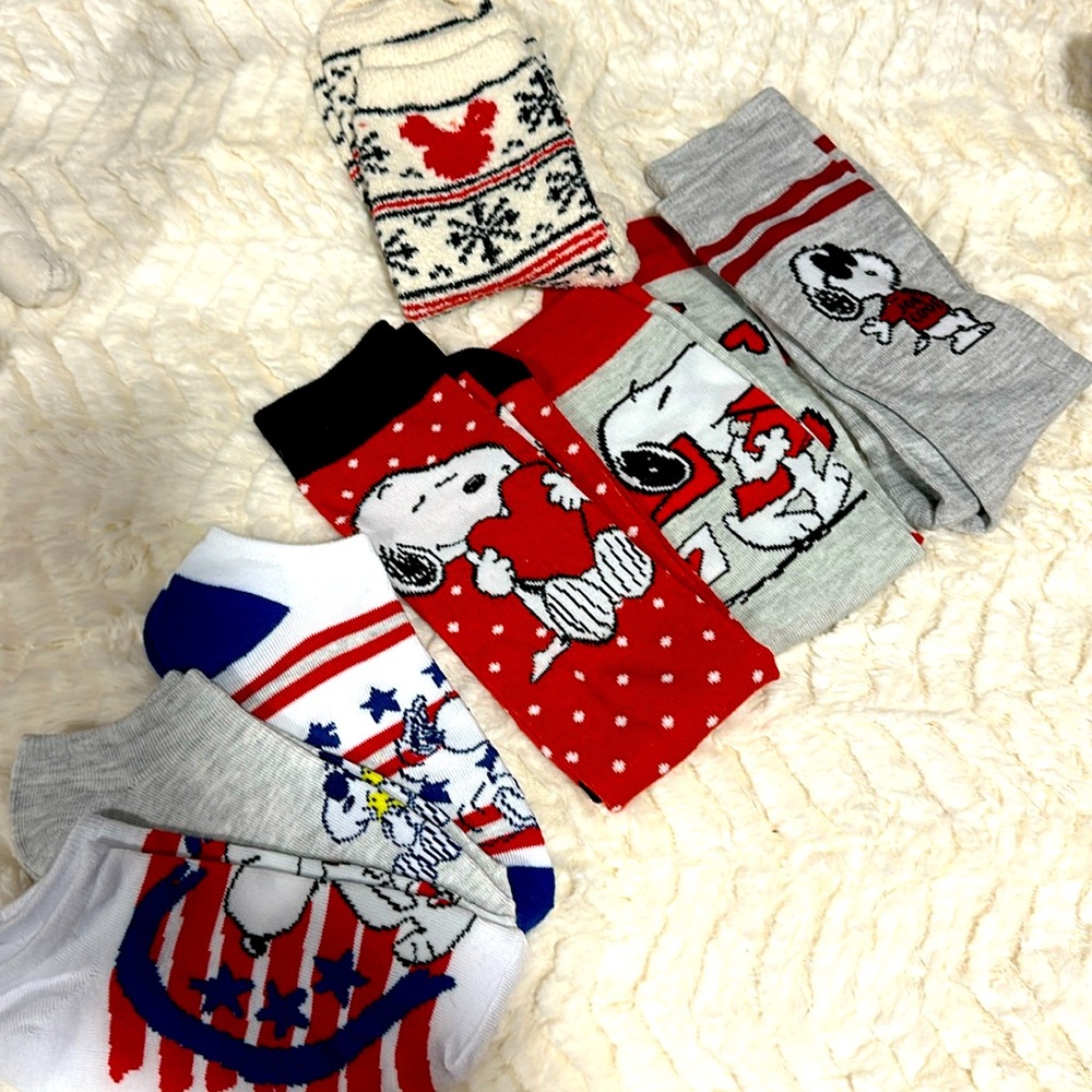 Snoopy Socks and Mickey Mouse